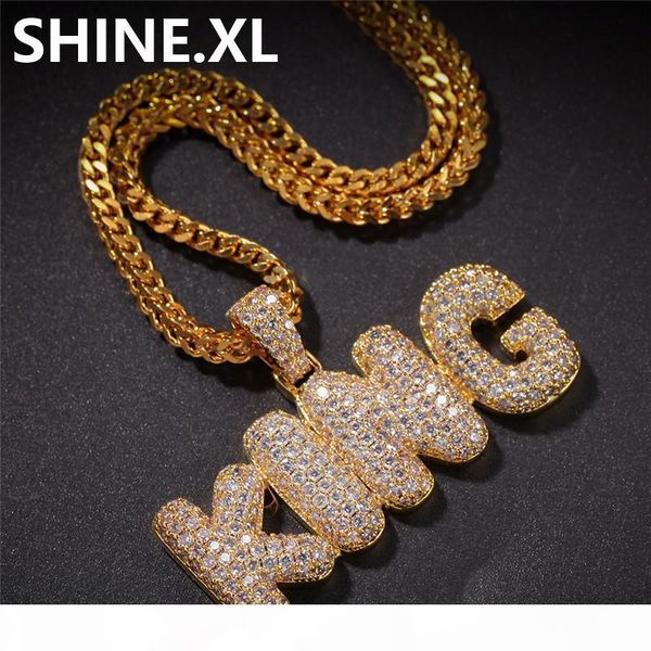 

hip hop iced out letter king solid black iced out lab diamond charm small letter chain for women gift, Silver