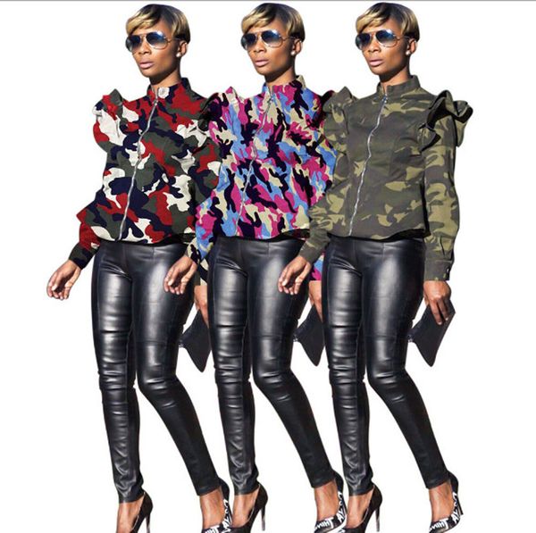 

Women Vintage Military Camo Jackets Camouflage Coat Outwear Jacket New Fashion Street Wear Long Sleeve