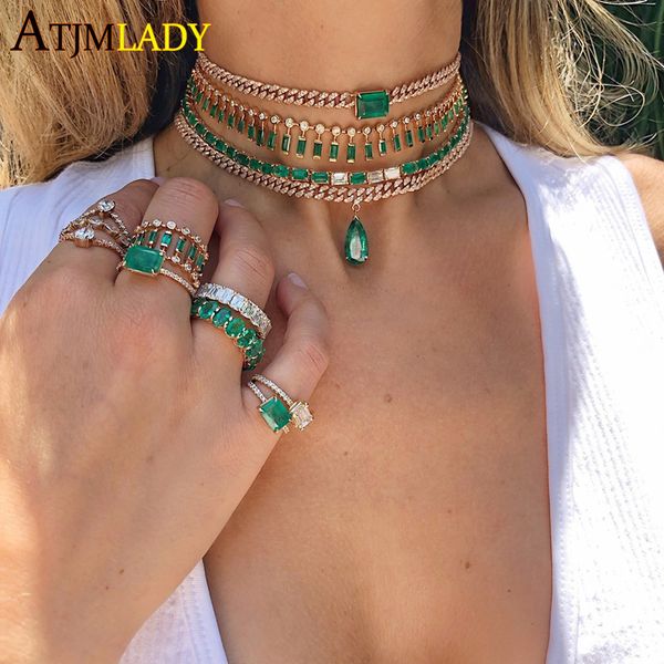 

wide curb cuban link chain choker women necklace gold filled heart baguette cz charm engraved tag chain necklaces jewelry, Silver