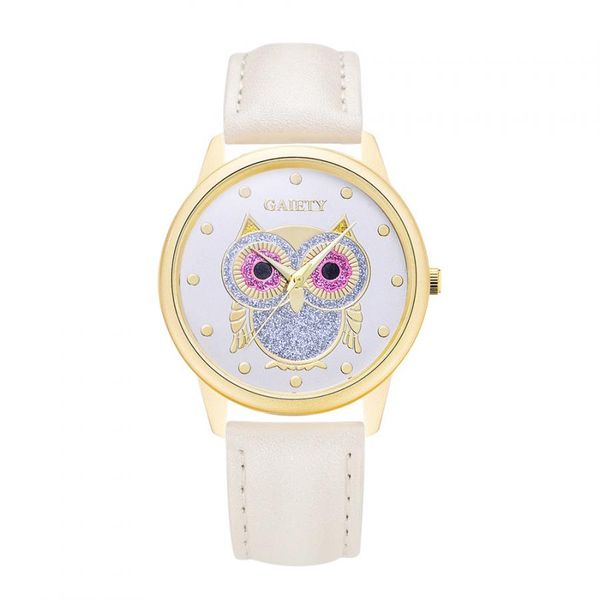 

clearance gaiety fashionable women lady casual simple watch pu strap cute owl dial quartz wristwatch cute watch, Slivery;brown