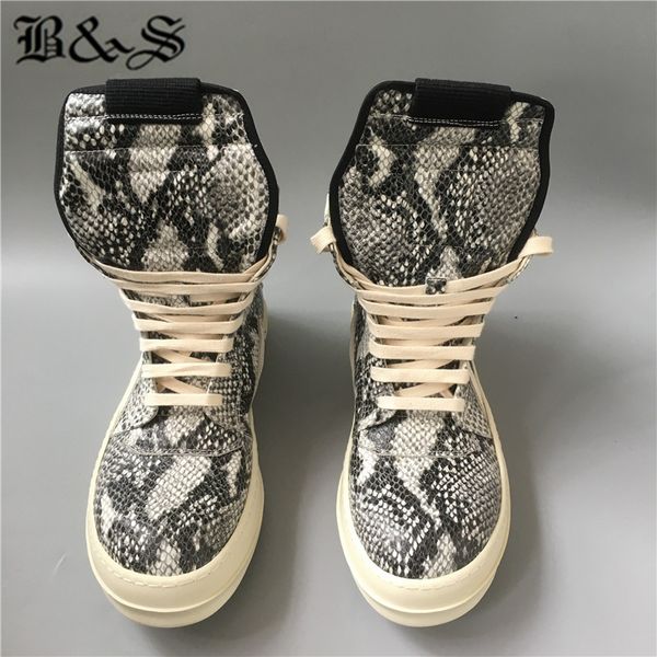

black& street handmade quality serpentine genuine frist yard leather personalized punk boots trainer sneaker tpu sole shoes
