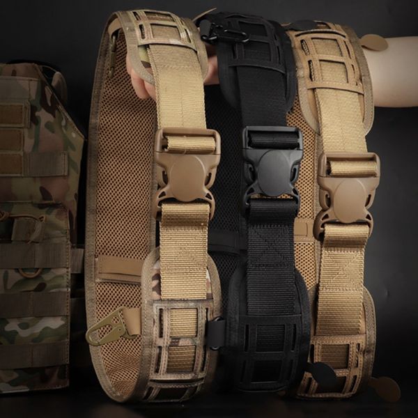 

tactical belt for men moller waist belt water resistant adjustable ariborne training waistband support for molle system, Black;gray
