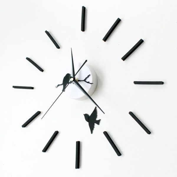 

new arrival bird design sticker eva 30cm-60cm kitchen wall clock colour large decorative 3d diy wall clock big