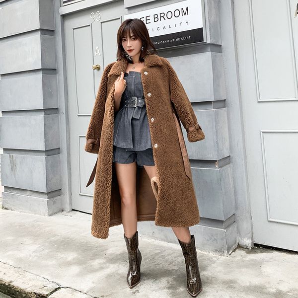 

2019 wool coat long section ladies coat autumn and winter thick warm new, Black