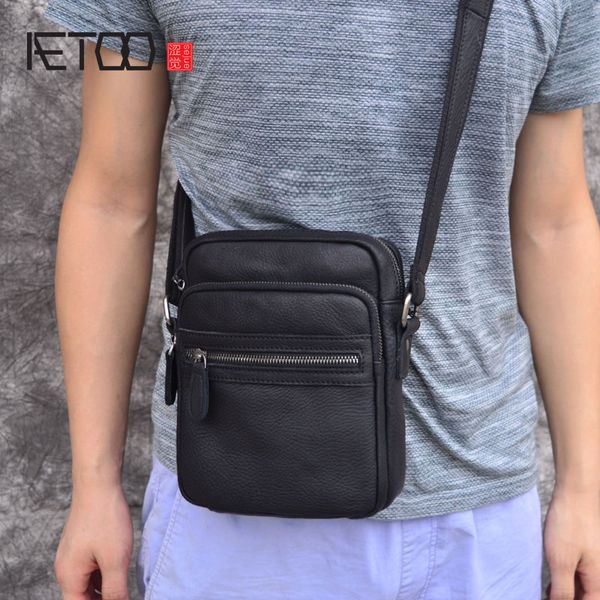 

aetoo small flap men's leather bag casual korean version of the retro leather men's bag shoulder messenger