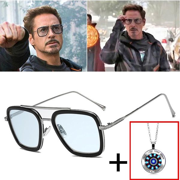 

2020 fashion luxury avengers tony stark flight style sunglasses men square brand design sun glasses oculos iron man 4 male