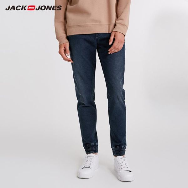 

men's stretch cotton drawstring casual jeans 2019 autumn winter classic trousers denim pants male j|218332548, Blue