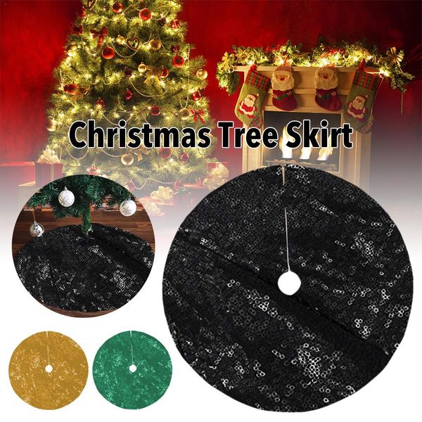 

christmas tree skirt 125cm black sequins large fir mat covered with sequins shiny christmas tree feet party decoration
