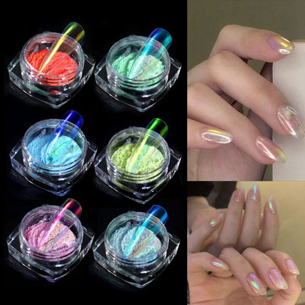 

1pc aurora neon nail glitter chameleon glitter mirror nail art dust pigment, Silver;gold