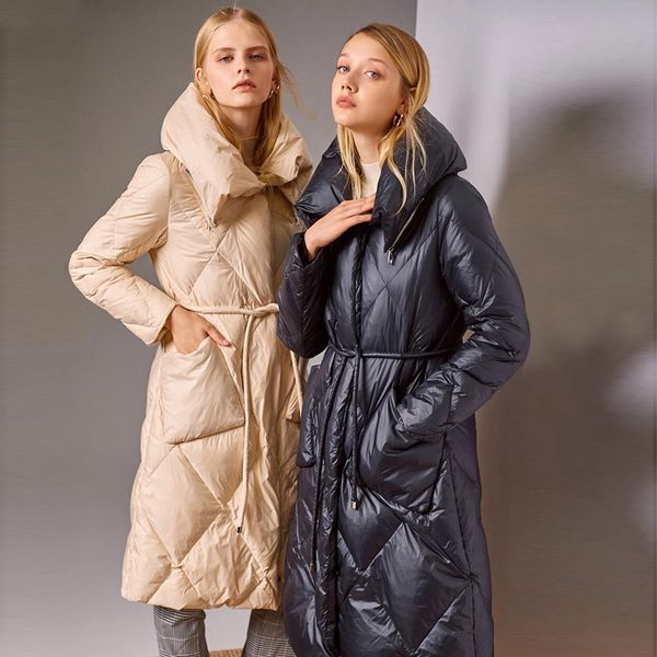 

janveny 90% white duck down jacket women winter coat long parka female thicken warm feather down coats snow outwear, Black