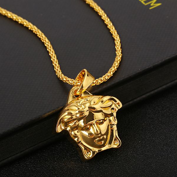 

hiphop medusa pendant necklaces for men jesus christ gold pendant necklace punk choker fashion jewelry, Silver
