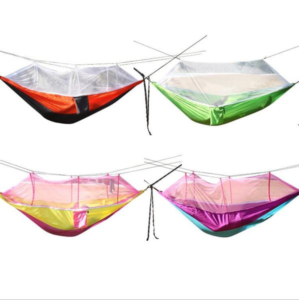 Mosquito Net Hammock 12 Cores 260 * 140 cm Outdoor Parachute Field campo Camping Barraca Jardim Anti-mosquito Camping Swing Swing Bed