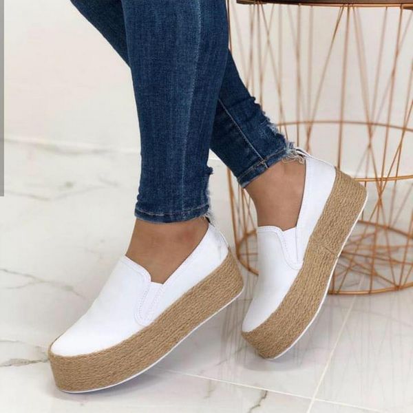

laamei sneakers shoes women autumn leather thick bottom lace up women flats round toe shallow platform casual mujer, Black