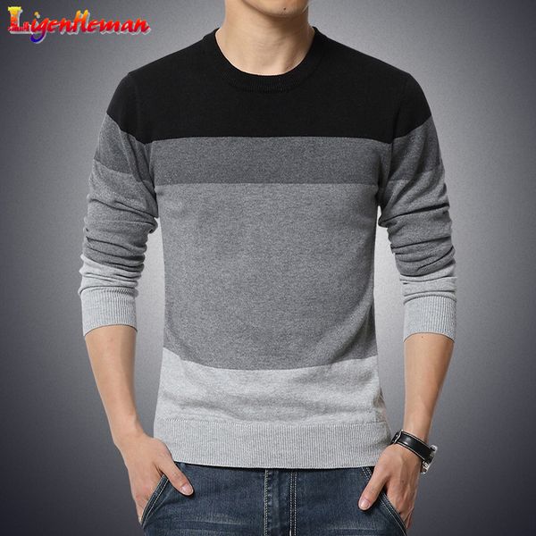 

men's sweaters men spring autumn sweater o-neck striped slim fit knittwear pullover casual pull, White;black