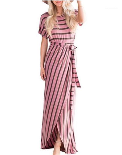 

pencil dresses with sashes fashion ladies club dress striped print womens maxi dresses summer crew neck, Black;gray