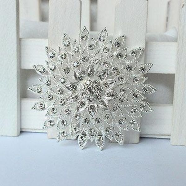 

wholesale- silver rhinestone brooch bouquet big brooches hijab pins and crystal rhinestone brooches wedding gift woman fashion 09166, Gray
