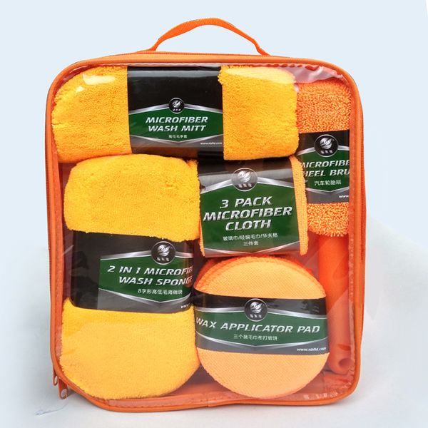 

9 piece car wash kit clean tools auto accessories soft superfine fiber material full set on sale