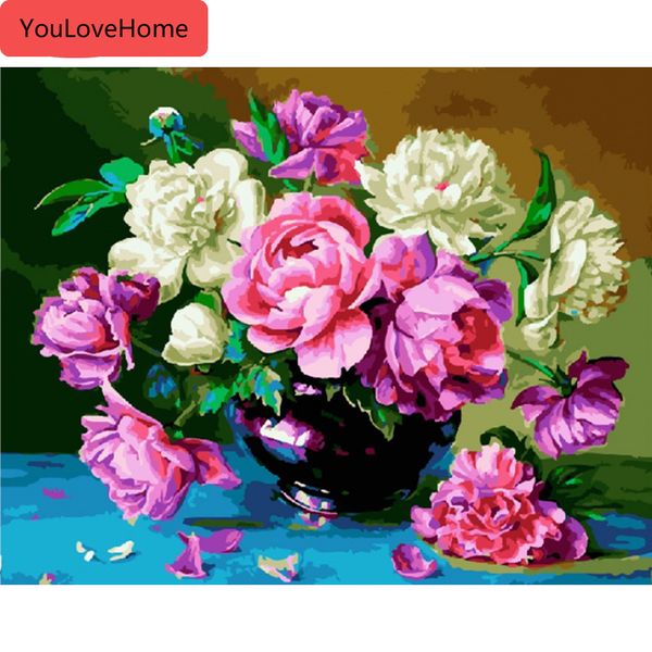 

масляная живопись по номерам цветы наборы рисунок холст ручная роспись diy картинки по номерам домашнее украшение diy масляная живопись по н