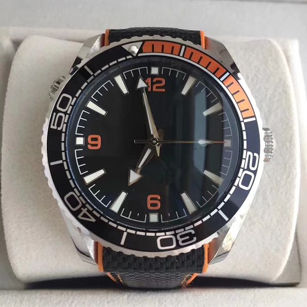 

горячая продажа sea автоподзаводом master часы мужчины черный циферблат нейлон ремешок мужской часы montre homme, Slivery;brown