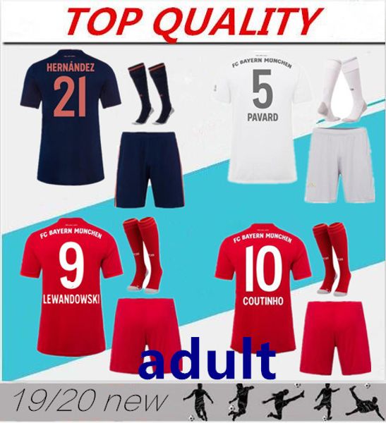 

2019 2020 bayern munich soccer jersey kits 19 20 maillots de footbal pavard lewandowski muller coutinho football shirt set, Black