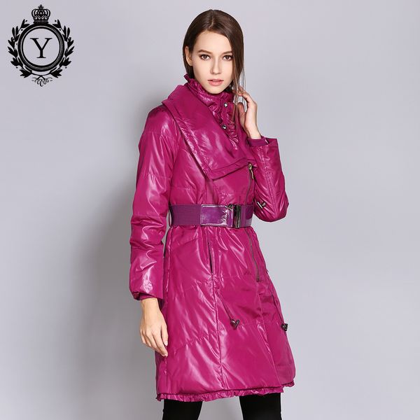 

coutudi 2018 winter plus size long womens down jackets solid warm duck down coat autumn thick women coat with belt female parkas, Black