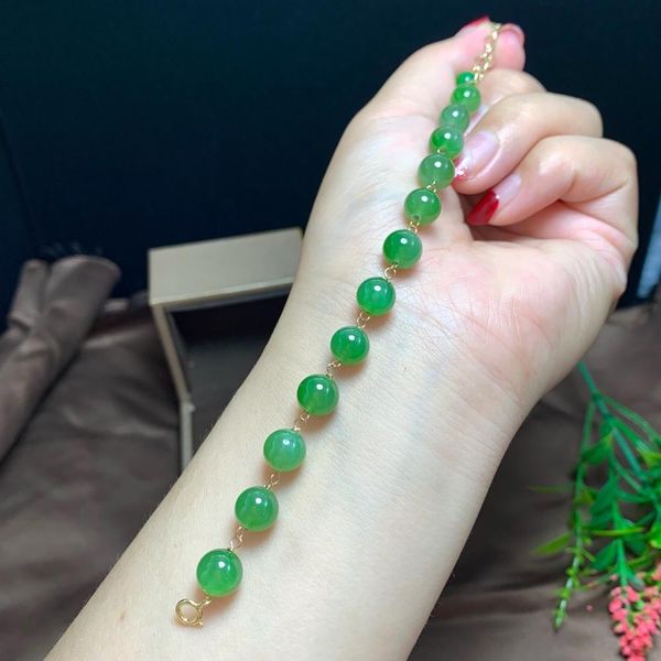 

100% natural green jasper beads 8mm bracelets russia origin for females gemstone bracelets for women fine bracelet, Golden;silver