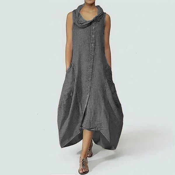

womens dress women designer dresses plus size women long maxi dress stylish asymmetrical neck long shirt vestido cotton linen femme, Black;gray