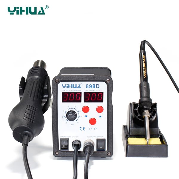 

yihua 898d smd air double led digital display soldering iron rework station 2 in 1 27.2*16.2*15cm