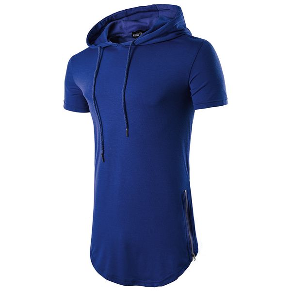 

hemiks multi colour mens slim fit hooded shirt summer short sleeve muscle tee men's casual t-shirts drawstring male, White;black