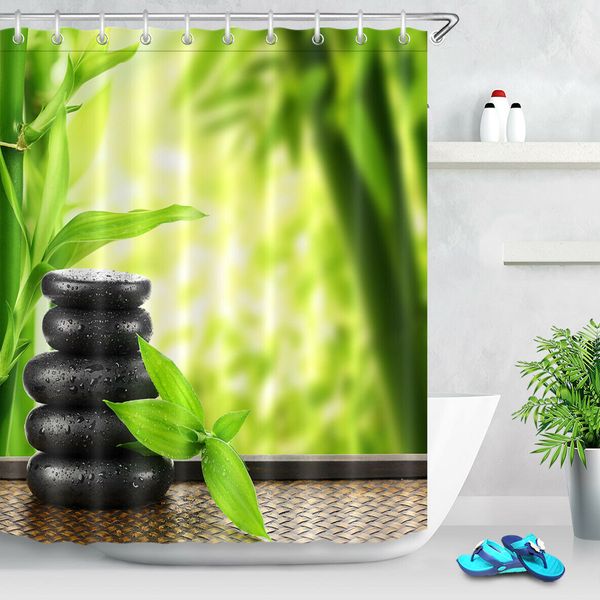 Shower Bathtub Accessories Waterproof Fabric Health Spa Zen Curtain Liner Bathroom Bath Mat Hooks Curtains Shower Curtains, Zen Shower Curtain