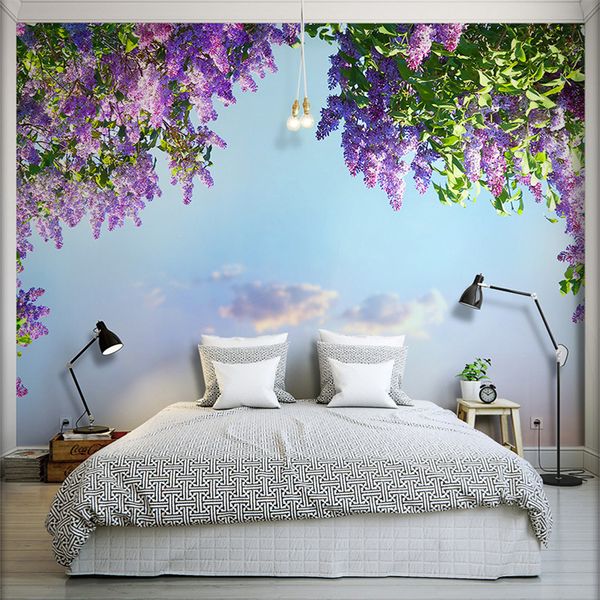 3d Room Landscape Wallpaper Beautiful Flowers Violet Wall Mural Bedroom Wall Decor Papel De Parede Wall Paper Home Improvement Free Animated