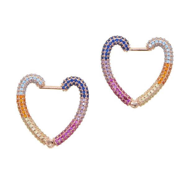 

2020 summer style new arrived multi coloful rinbow heart shape huggie earrings for women wedding jewlery gift, Silver