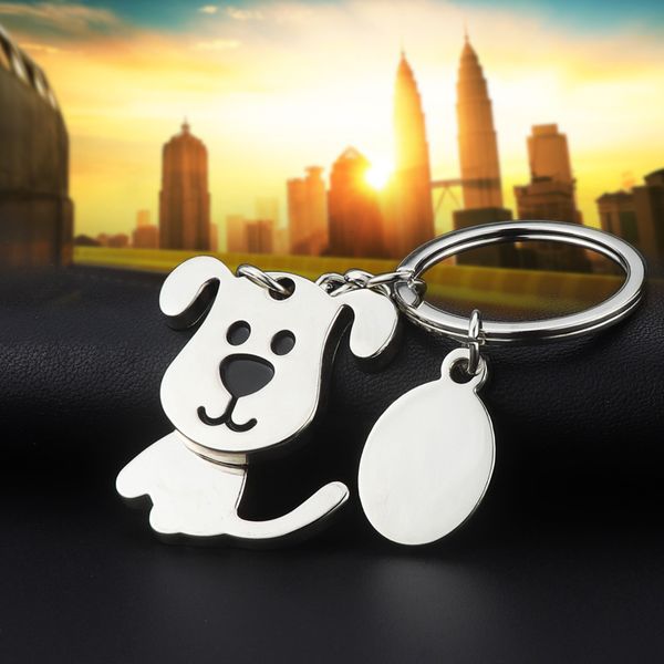 

lovely dog keychains creative funny nice moving head cat pendant keyring key chain ring key fob holder fashion promotion gifts with opp bag, Slivery;golden