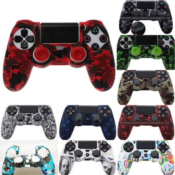 

nlqou soft to rubber skin case cover for sony ps4 case controller 4 cover joystick caps grip colors silicone choose