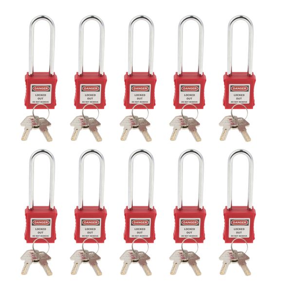 

10 pcs safety padlock lockout tagout lock keyed padlock, pa & stainless steel