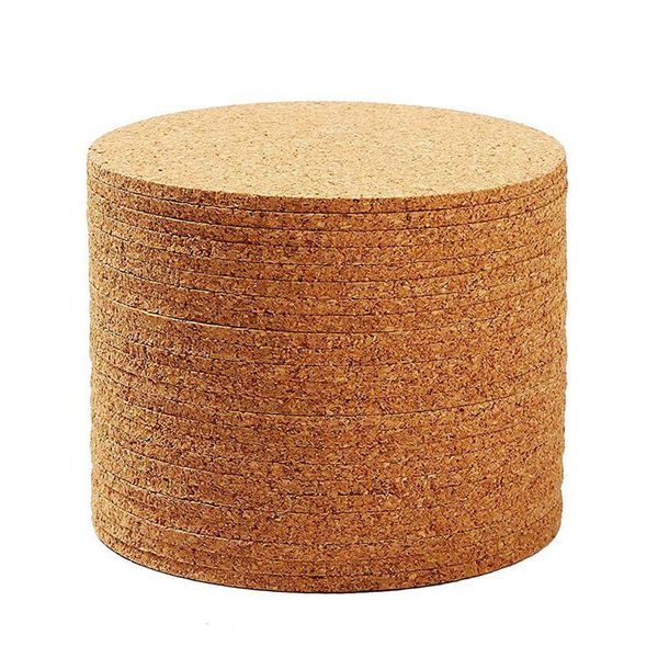 

set of 10 cork bar drink coasters - absorbent and reusable - 90mm, 5mm thick