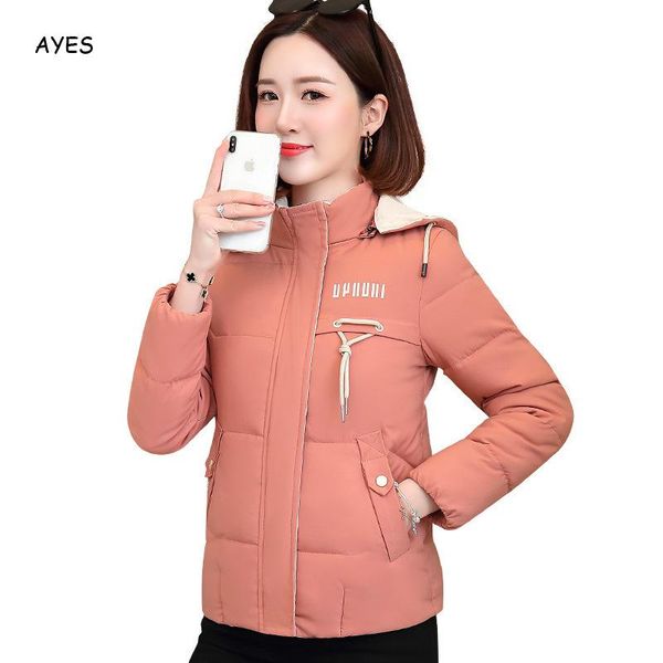 

2019 winter parka jacket women fashion warm solid color short parka jacket cotton padded parkas coat women thick hooded coat, Black