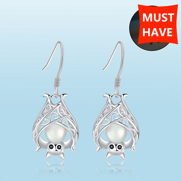 

strollgirl 100% 925 sterling silver earrings bat animal growing drop earrings for women fashion jewelry valentine's day gift