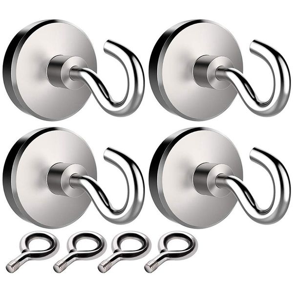 

150lbs magnetic hooks with 4 eyebolt hooks neodymium rare earth fishing magnets heavy duty super strong powerful industrial eyes