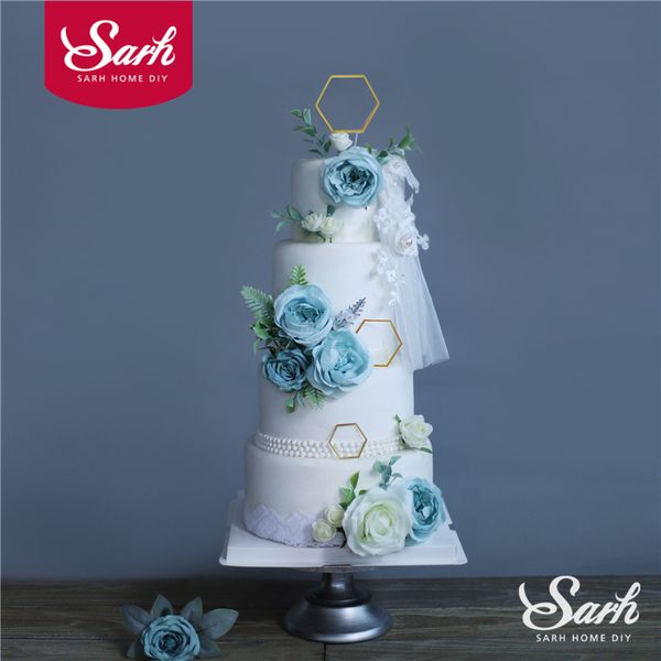 

blue rose green hibiscus artificial flower birthday decoration peony er for bride wedding party supplies baking lovely gifts