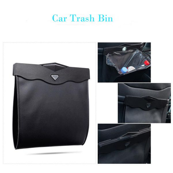 

dual-use storage bag car trash bin car back seat hanging organize box multi-function led light garbage bag folding rubbish can
