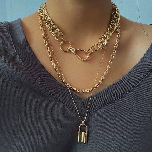 

european multilayer popular sweater chain geometric female necklace personality fashion jewelry hips hops accessories, Silver