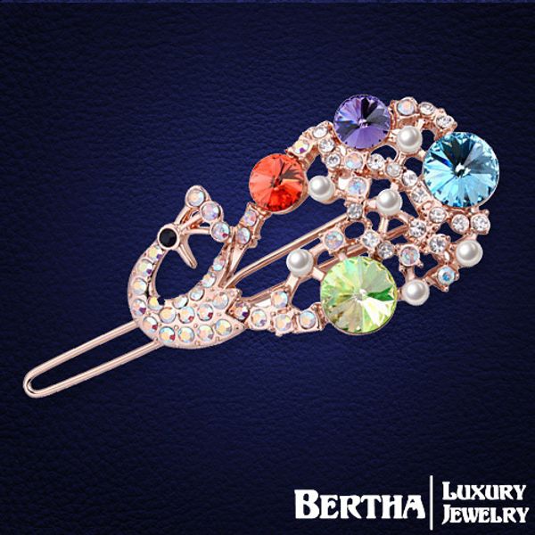 

fashion barrette hairpins tiara clips for hair for women crystals from swarovski bridal wedding hair accessories, Golden;white