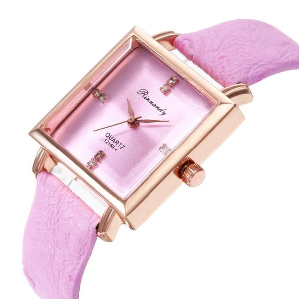 

diamond women watch ladies watches square wristwatch fashion casual square dial belt quartz watch leather band, Slivery;brown