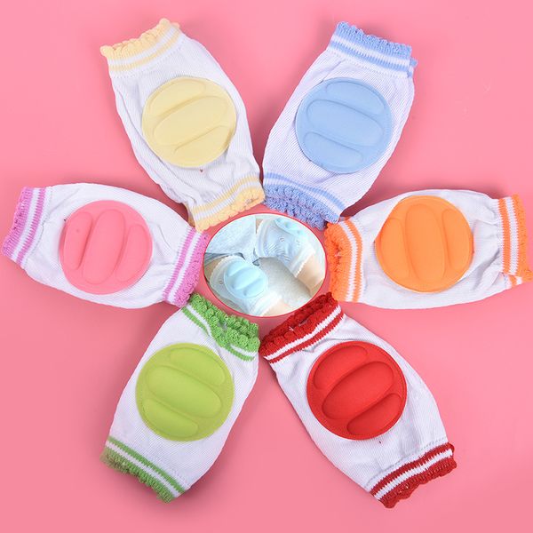 

kids non slip crawling elbow infants toddlers baby accessories knee pads protector safety kneepad leg warmer girls boys, Pink;yellow