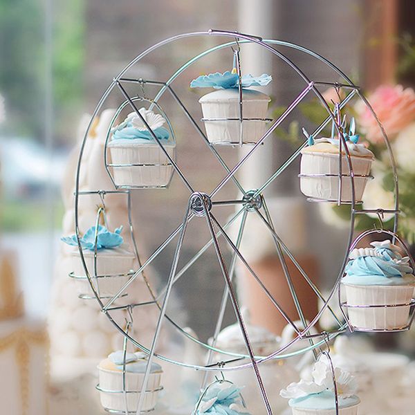 

stainless steel party rotatable pastry cupcake holder 8 cups supplies cake stand ferris wheel kitchen home