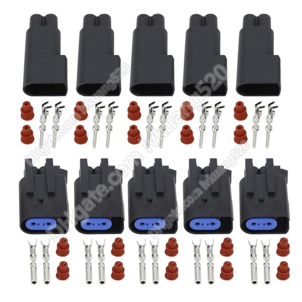 5 Conjuntos de 2 Pinos de Automóvel Motor Do Motor Da Lâmpada Soquete Plug Fio Harness Connector À Prova D 'Água DJ7022Q-1.5-11 / 21