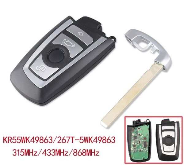 

for bmw 4 button remote control key for bmw 5, 7 series cas4 keyless entry remote kr55wk49863 315/433/868mhz car key
