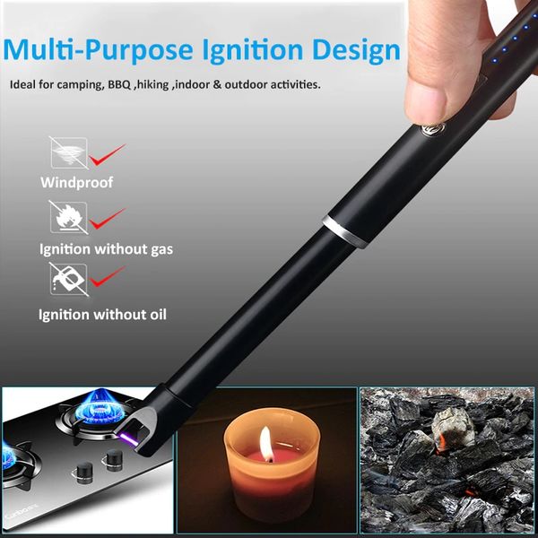 New Candle Lighter Long Neck Windproof Electric Arc Lighter For Gas Stove Fireplace BBQ Kitchen Grills
