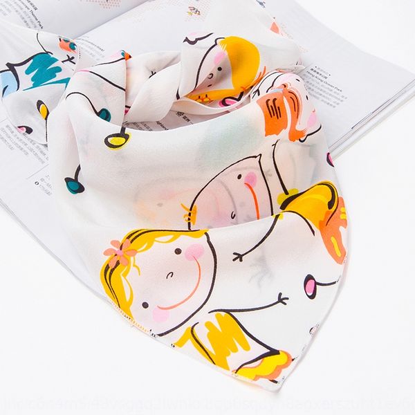 

children's silk crepe de chine square face towel face towel small square baby scarf season thin boy girl cartoon small scarf, Red;brown